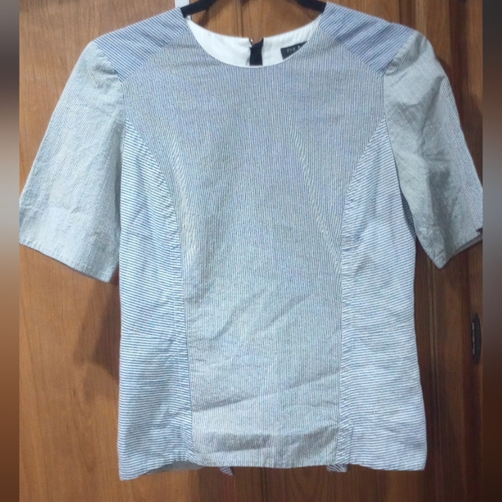 Rag & Bone Top With Zippered Back Blue Mixed Stri… - image 1